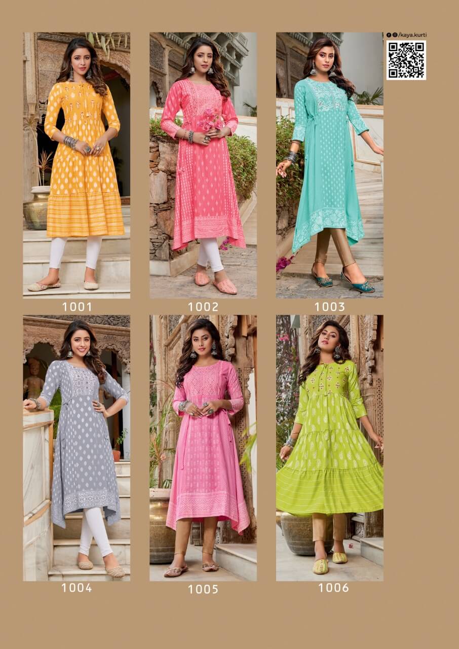 Kaya Victoria Stylish Fancy Ethnic Wear Rayon Printed Designer Kurti Collection